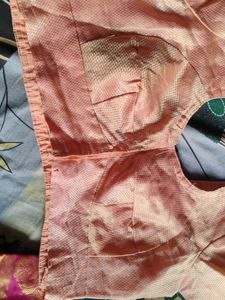 Elegant Peach Blouse with Golden Border