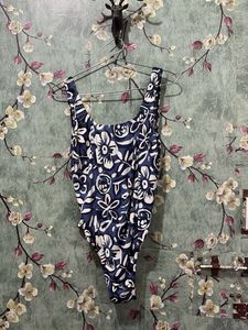 Navy Floral Print One-Piece Swimsuit