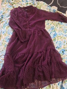 Elegant Purple Ruffled Midi Dress