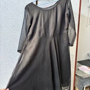 Elegant Black Sheer Sleeve Kurta