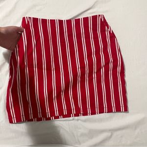 forever 21 Red White Striped Mini Skirt with pocke