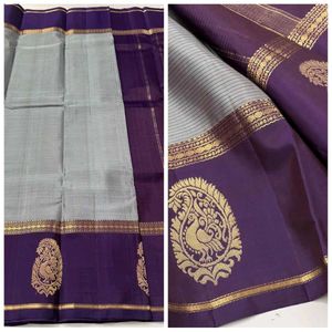Elegant Grey &amp; Purple Saree