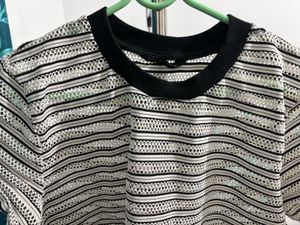Chic Striped Mesh Top