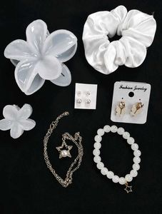 White Hair Clips & Scrunchie Set