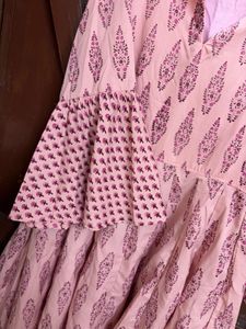 Pink Printed Flared Kurta pant set