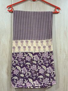 Purple Floral Print Cotton Suit Set