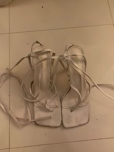 Strappy White Heeled Sandals