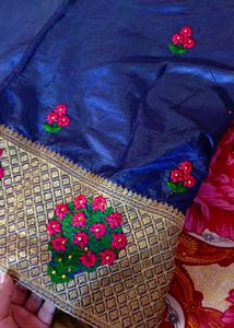 Embroidered Heavy Blue Saree (Women's)