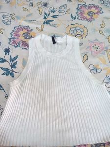 H&M White Ribbed Tank Top