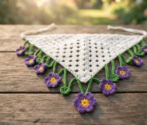 Boho Crochet Flower Hair Scarf Bandana