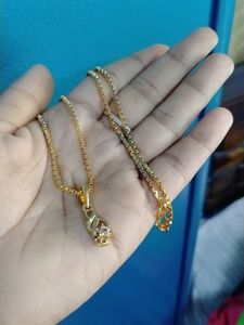 Cz stone Dollar With Gold Plated Short Chain
