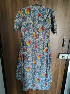 Blue Floral mid length kurti