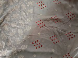 "Grey"Printed Saree With Blouse