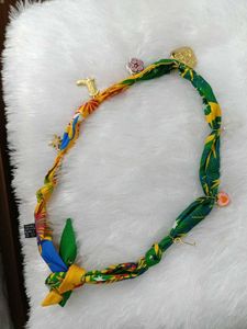 Boho Scarf Necklace with Charms