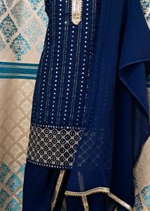 Blue Sequence Work Festive Wear