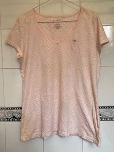 Pink Zebra Print V-Neck Tee