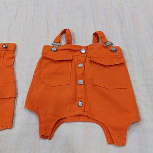 Bright Orange Overalls Set
