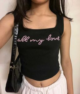 Black 'All My Love' beadwork Tank Top