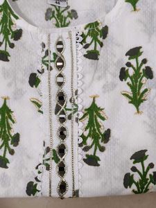 White Cooton Kurtas with mirror and sequence work