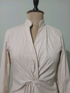 Chic Striped Twist Front Blouse