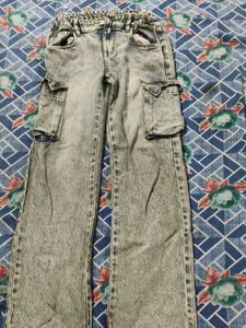 Acid Wash Cargo Jeans