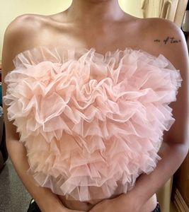 Ruffled Tulle Tube Top