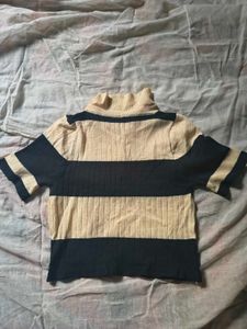 Striped Ribbed Turtleneck Top