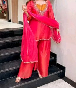 Vibrant Red Kurta Set with Dupatta