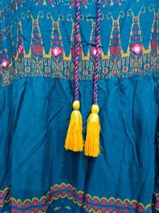 Festives Embroidered Teal Midi Dress