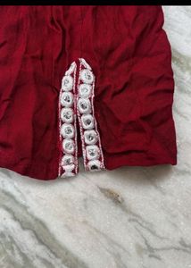 Maroon Kurta Set with White Embroidery