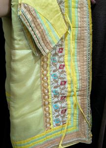 Stunning Yellow Embroidered Saree