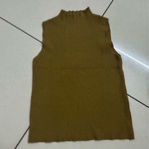 Sleeveless Mock Neck Ribbed Top