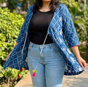 Blue Indigo Print Shrug XXL