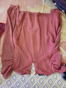 Sheer Rose Pink Polka Dot Top