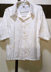 Cream Textured Button-Up Shirt