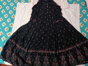 Elegant Black Printed Anarkali Gown
