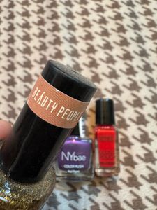 4 Nailpaints... Yellow, Plum ,Red, Shimmery Copper