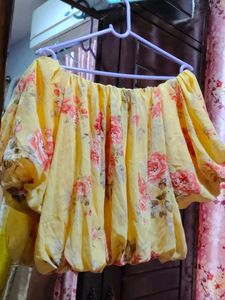 Yellow Floral Off-Shoulder Top