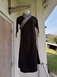 Elegant Black Kimono with Unique Neckline