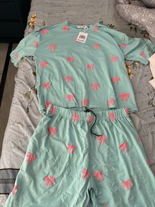 Cute Bow Print Short Set