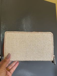 Rustic Jute Zip-Around Wallet