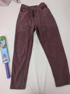 Stylish straight leg maroon jeans