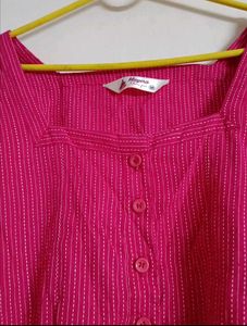 Pink Striped Square Neck Cropped Top