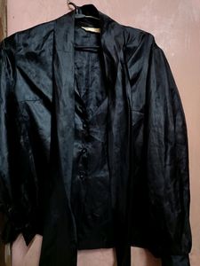 Aesthetic Formal Black Satin Shirt