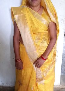 Elegant Yellow Saree with Silver Border