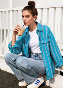 New with tag Korean Striped Button-Up Shirt
