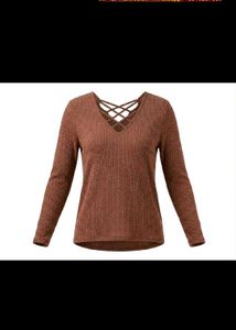 CLEARANCE SALE!💗Brown Lace-Up Neck Top