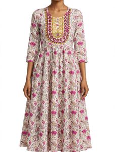Embroidered Floral Print Kurta