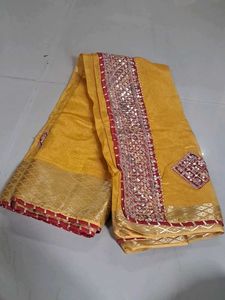 Beautiful Yellow Embellished Saree
