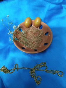Golden Oval Earrings Two Studs